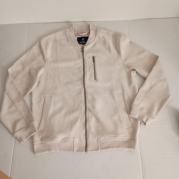 Ben Sherman Cream Tan Faux Suede Bomber Jacket Men’s Size L - Picture 15 of 15